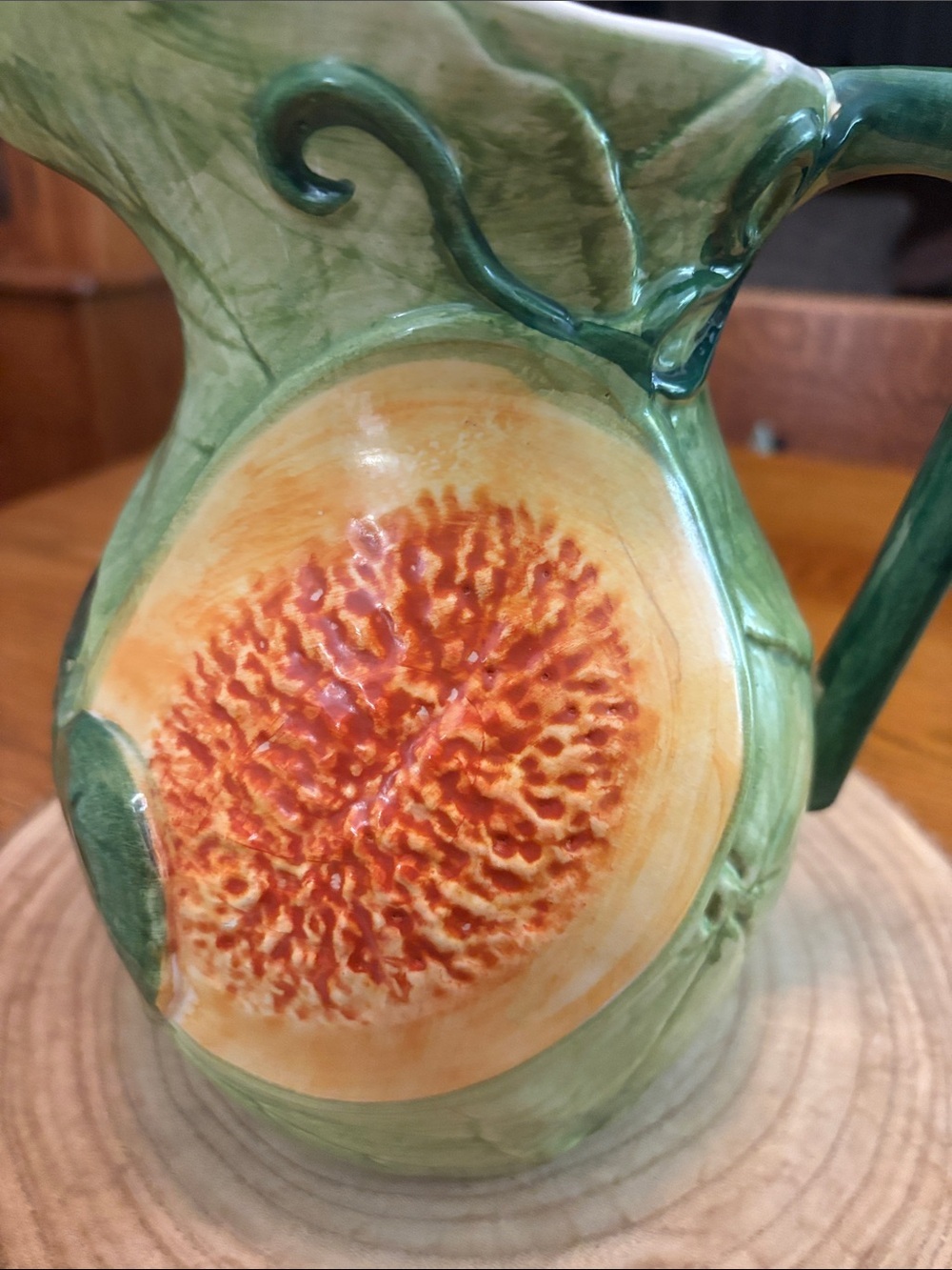 Vintage Cantaloupe Pitcher Vase, Made by Valli Ceramiche, Italy - Picture 8 of 10